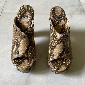 Stuart Weitzman Wooden Python Clogs, Sz 6.5